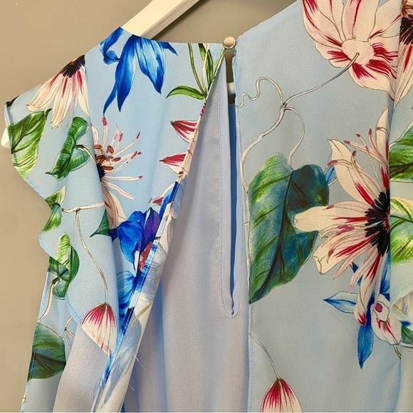 H&M Mama Baby Blue Sleeveless Chiffon Floral Nursing Dress - Picture 8 of 16